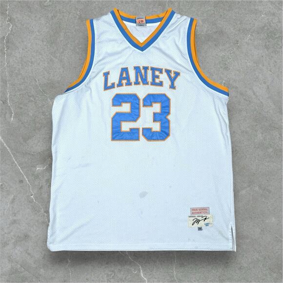 Michael Jordan Laney High School Jersey Size 56 Rare HTF True School Note Stains - Picture 2 of 11